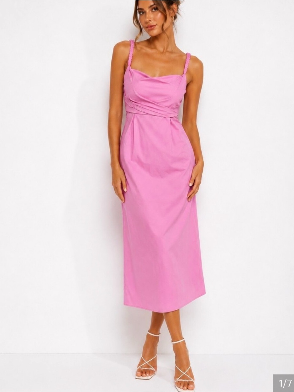 NWOT Zara Pink Braided-Strap Midi Dress